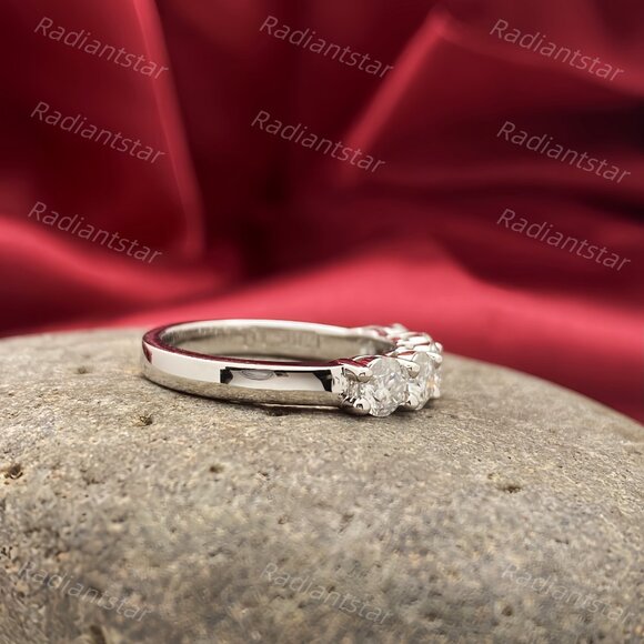 NEW Certified 1.5 ct. t.w. 4mm Moissanite 5 Stone Half Eternity Band Ring - Picture 3 of 8